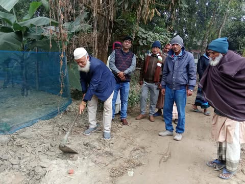আত্রাইয়ে ইটের সোলিং রাস্তা নির্মাণের উদ্বোধন